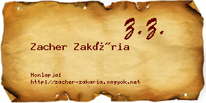 Zacher Zakária névjegykártya